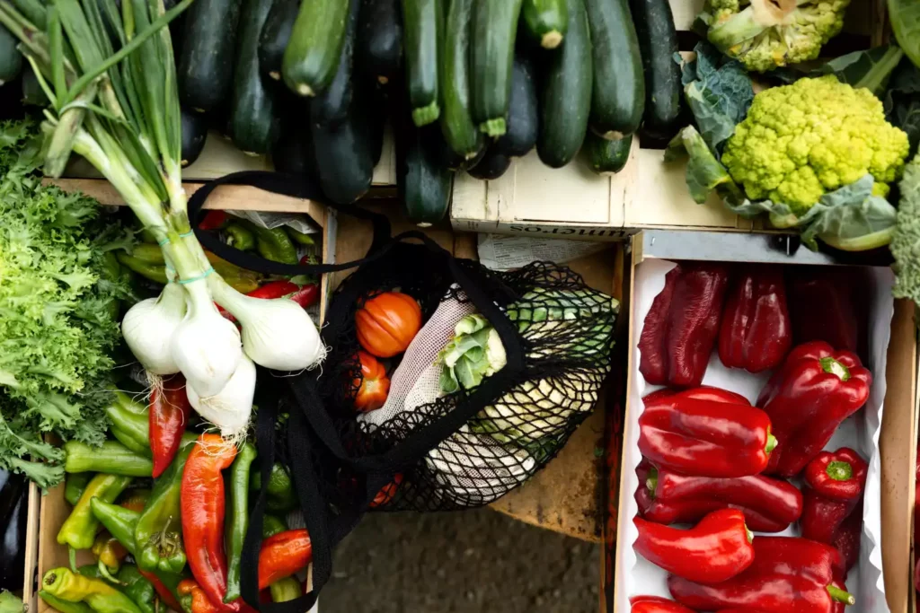 Stock de produits alimentaires et légumes frais avant de ajouter un produit sur Gusto.